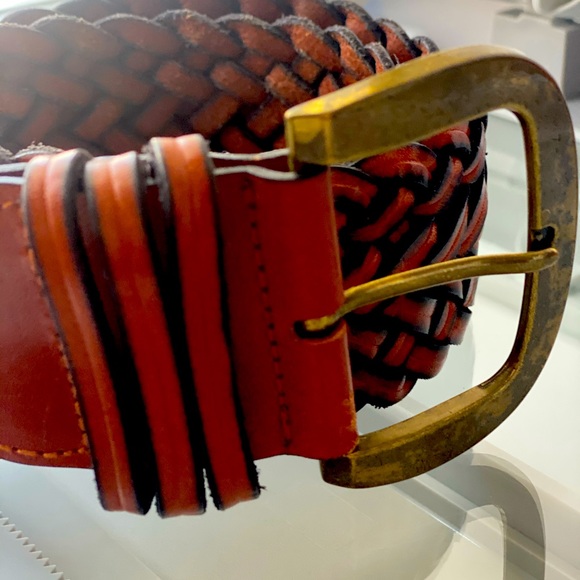 Braided Leather Belt brass Buckle - Picture 3 of 5